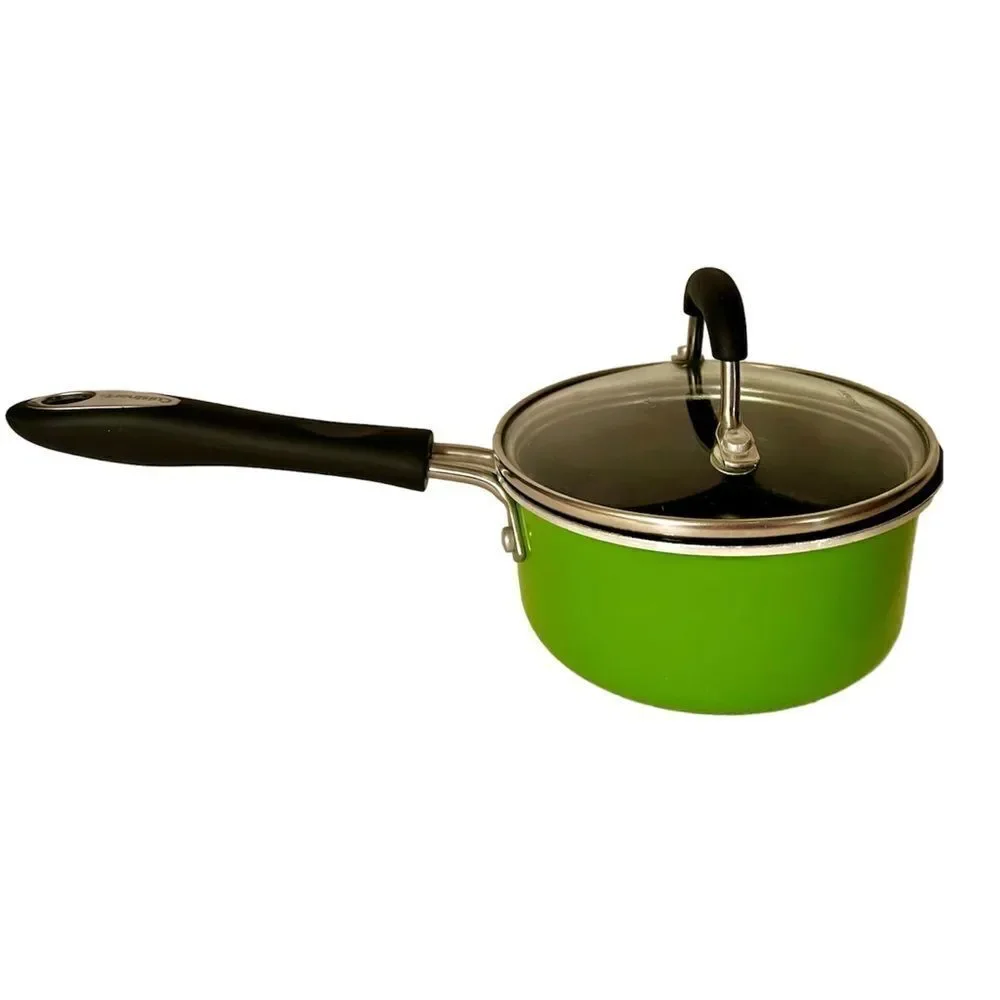 Green Cuisinart 1qt Stainless Steel Saucepan w Cover Lid #M5519-14AG Clean Retro